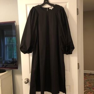 COS cotton poplin black A-line midi dress size 12